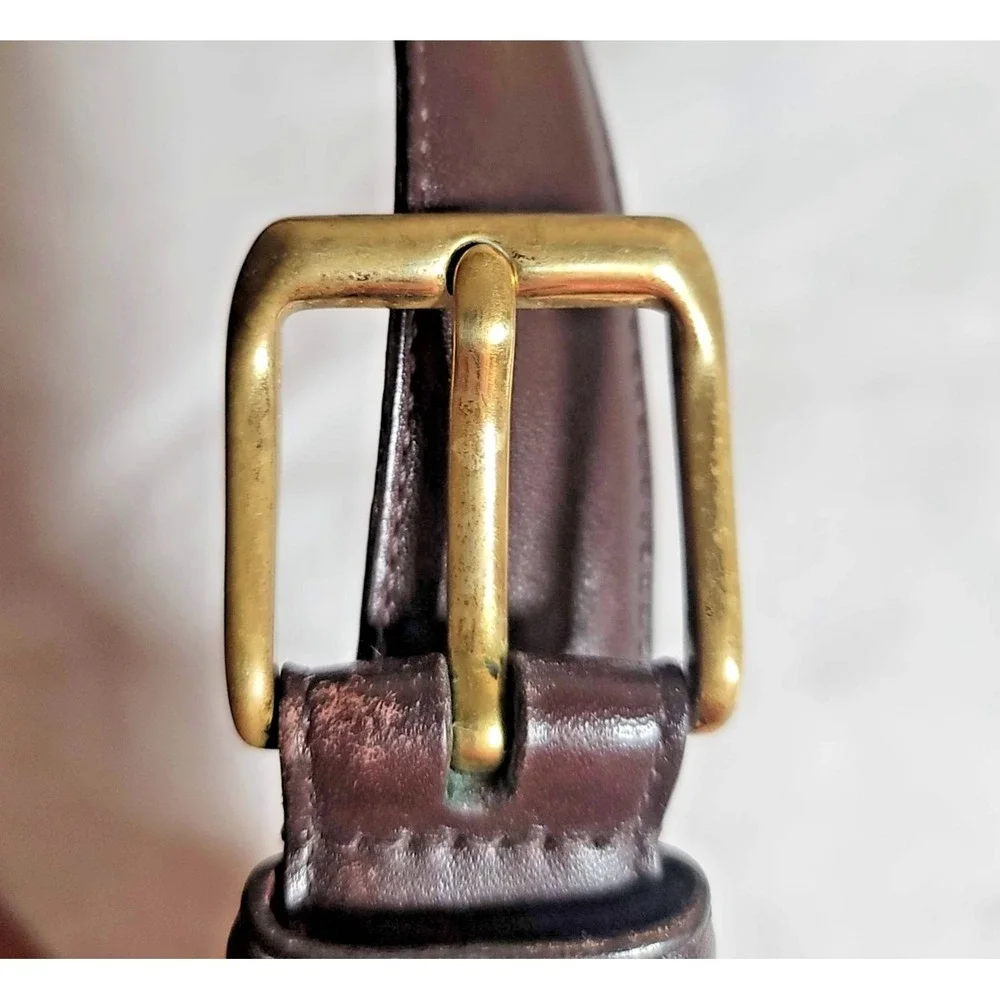 Coach Belt Mens 38 Brown‎ Leather Solid Brass Buckle Classic Dress 6960